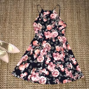 High neck floral dress